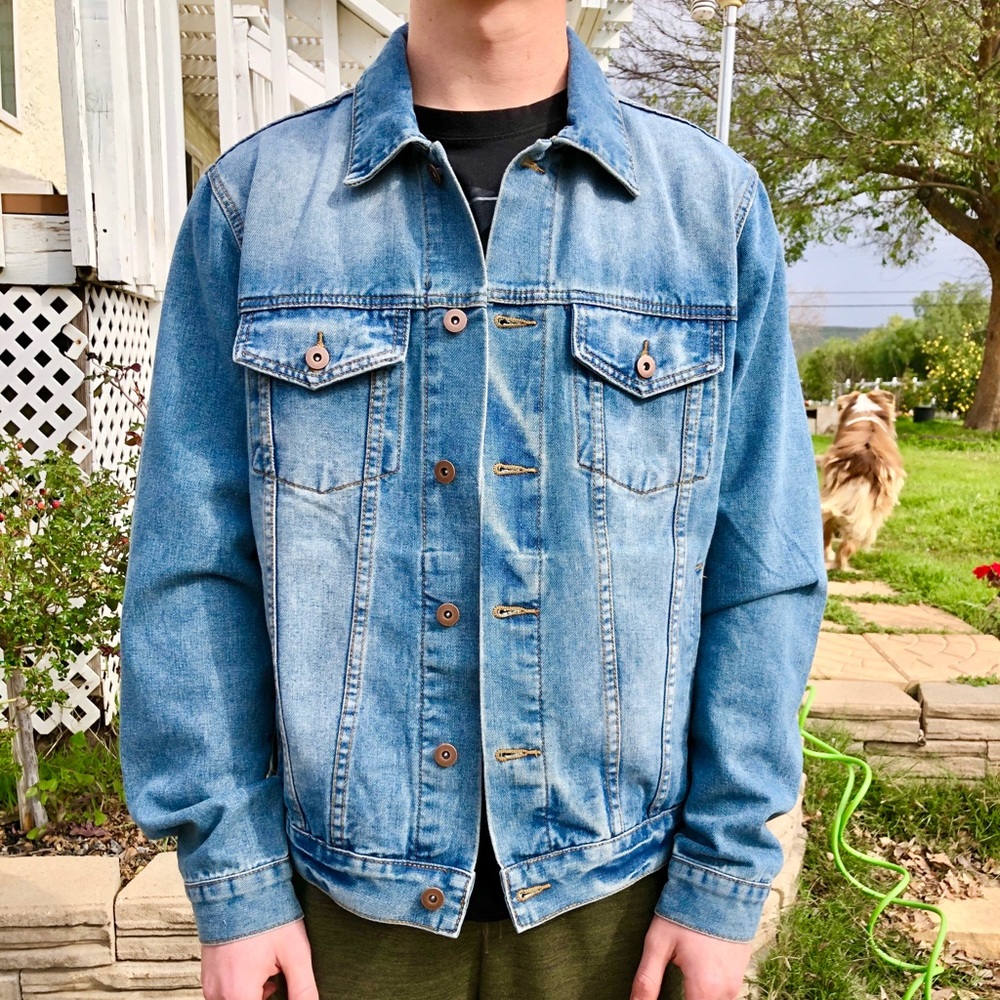 Men’s hand painted denim jacket - Picture 2 of 4